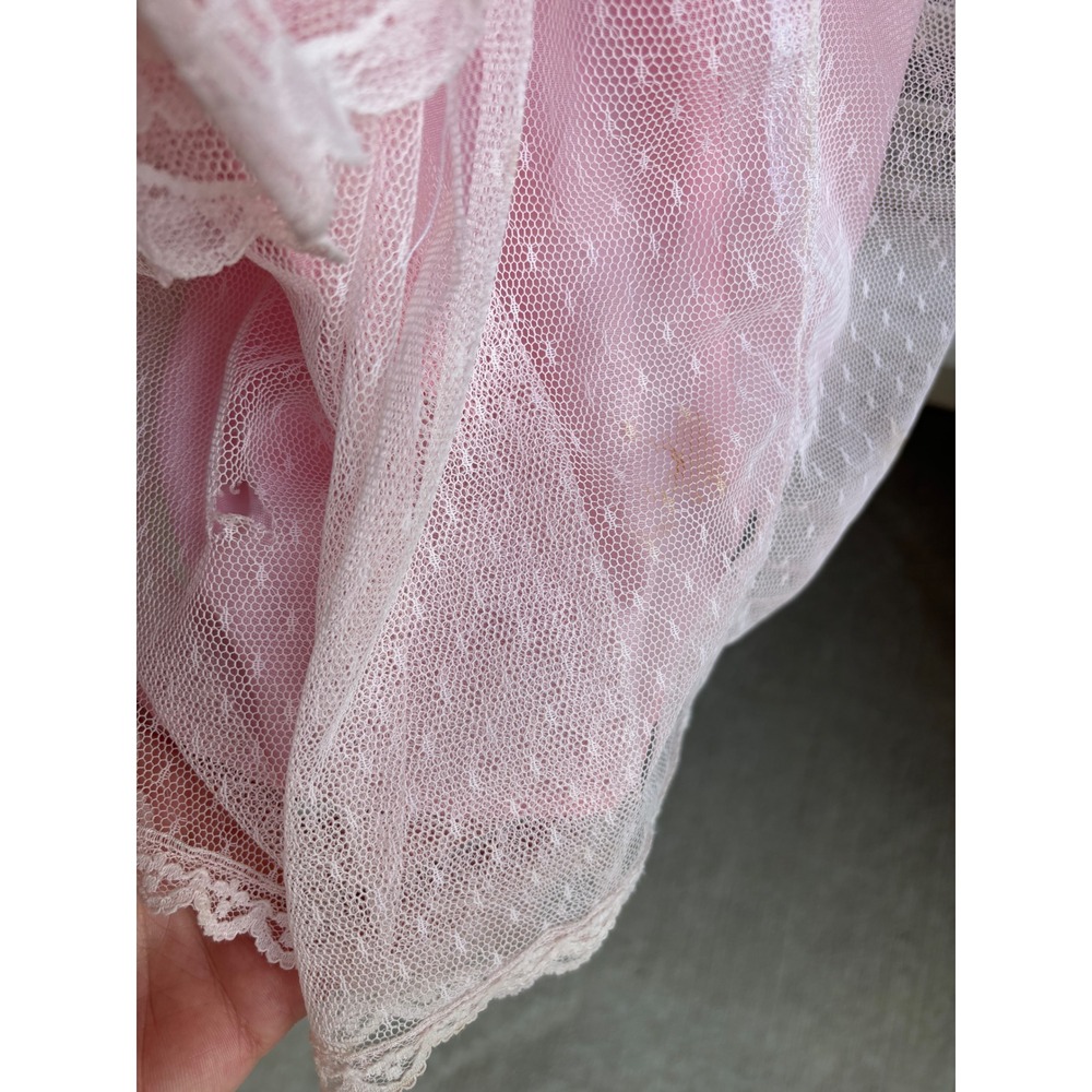 Steppin Out Los Angeles Vintage Pink Lace Maxi FLAWS Prairie Dress Cottagecore - Picture 9 of 10